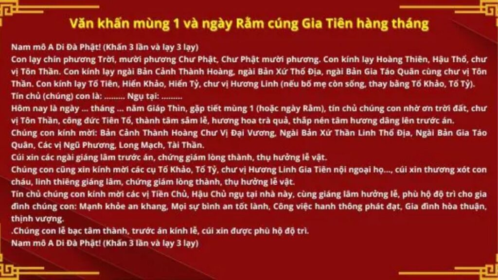 Ban thờ gia tiên ngày rằm với hương, hoa tươi, trái cây và chén nước